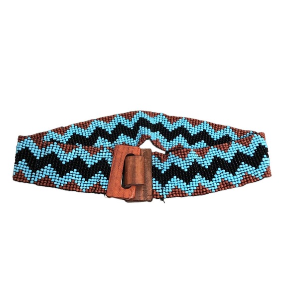 SS Double S Collection Belt Beaded Western Southwest Stretch Boho - Picture 2 of 7
